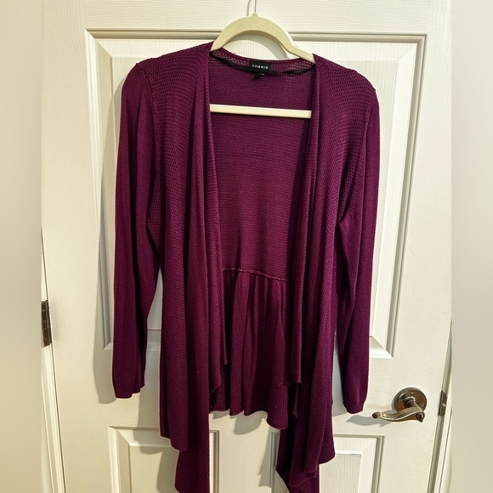 Torrid Open Front Drape Cardigan Burgundy Size 2X